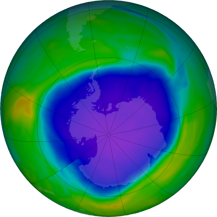 Antarctic ozone map for 15 October 2022